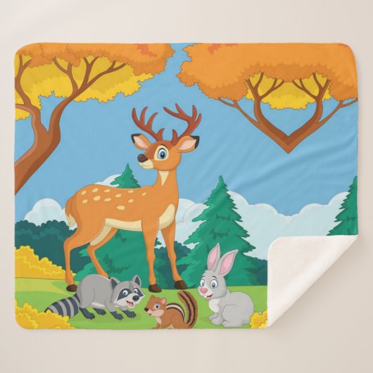 Wildlife Raccoon Chipmunk Rabbit Deer Fall Landsca Sherpadecke (Vorderseite (Horizontal))