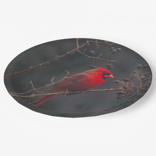 Wildlife Red Kardinal Foto Pappteller (Schrägansicht)