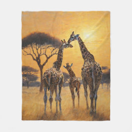 Wildlife Safari African Giraffe Mutter & Baby Fleecedecke