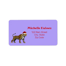 Wildlife Safari Animal Leopard Weihnachtsmannmütze Adressaufkleber