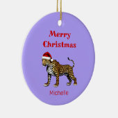 Wildlife Safari Animal Leopard Weihnachtsmannmütze Keramik Ornament (Rechts)