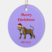 Wildlife Safari Animal Leopard Weihnachtsmannmütze Keramik Ornament (Links)