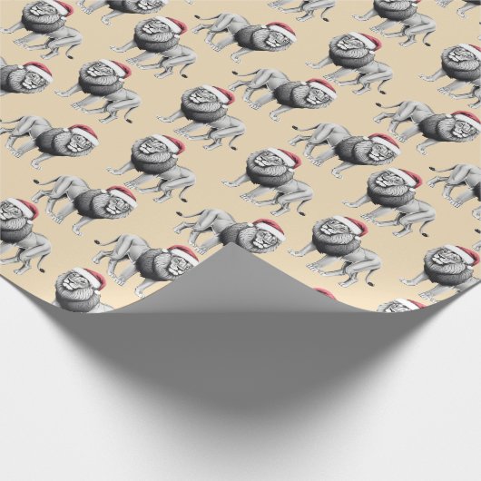 Wildlife Safari Animal Lion Weihnachtsmannmütze We Geschenkpapier (Ecke)