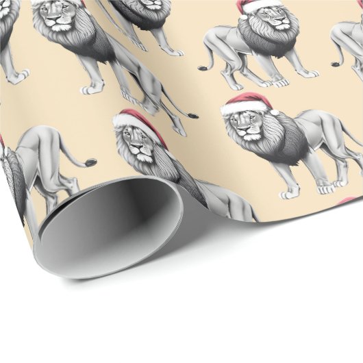 Wildlife Safari Animal Lion Weihnachtsmannmütze We Geschenkpapier (Rolleneckpunkt)