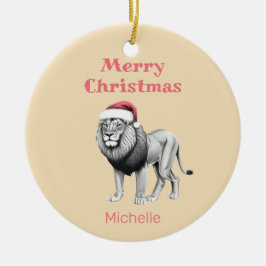 Wildlife Safari Animal Lion Weihnachtsmannmütze We Keramik Ornament