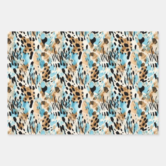 Wildlife Safari Furs Prints Patterns Exotic Dschun Geschenkpapier Set (Vorderseite 2)