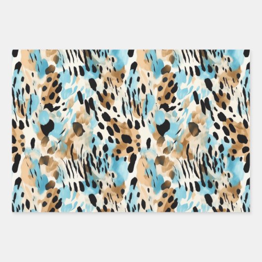 Wildlife Safari Furs Prints Patterns Exotic Dschun Geschenkpapier Set (Vorderseite)