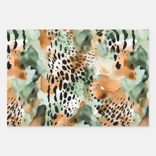 Wildlife Safari Furs Prints Patterns Exotic Dschun Geschenkpapier Set (Vorderseite)