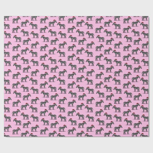 Wildlife Safari Tier Zebra Weihnachtsmannmütze Wei Geschenkpapier (Flach)