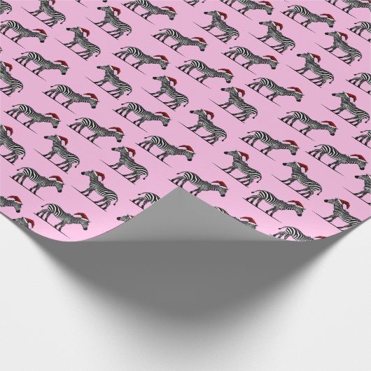 Wildlife Safari Tier Zebra Weihnachtsmannmütze Wei Geschenkpapier (Ecke)