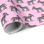 Wildlife Safari Tier Zebra Weihnachtsmannmütze Wei Geschenkpapier (Rolleneckpunkt)