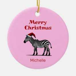 Wildlife Safari Tier Zebra Weihnachtsmannmütze Wei Keramik Ornament
