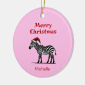 Wildlife Safari Tier Zebra Weihnachtsmannmütze Wei Keramik Ornament (Links)