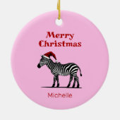 Wildlife Safari Tier Zebra Weihnachtsmannmütze Wei Keramik Ornament (Hinten)