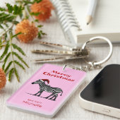 Wildlife Safari Tier Zebra Weihnachtsmannmütze Wei Schlüsselanhänger (Vorderseite rechts)