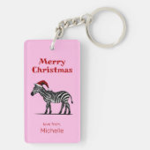Wildlife Safari Tier Zebra Weihnachtsmannmütze Wei Schlüsselanhänger (Rückseite)