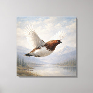 Wildlife Schneehuhn im Flug Leinwanddruck
