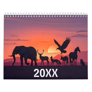 Wildlife-Silhouette-Wandkalender 2026 Kalender