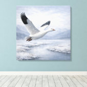 Wildlife Snow Goose Flying Winter Leinwanddruck (Insitu (Holzboden))