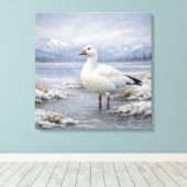 Wildlife Snow Goose Winter Snowfall Leinwanddruck (Insitu (Holzboden))