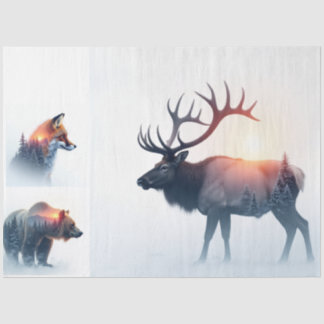 Wildlife-Sonnenuntergang Double Exposure Bundle Seidenpapier