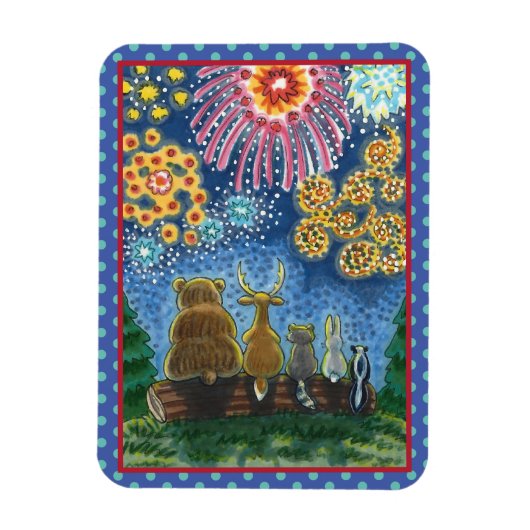 WILDLIFE TIERE 4. JULI-FIREWORKS, NIEDLICHE Funny Magnet (Vertikal)