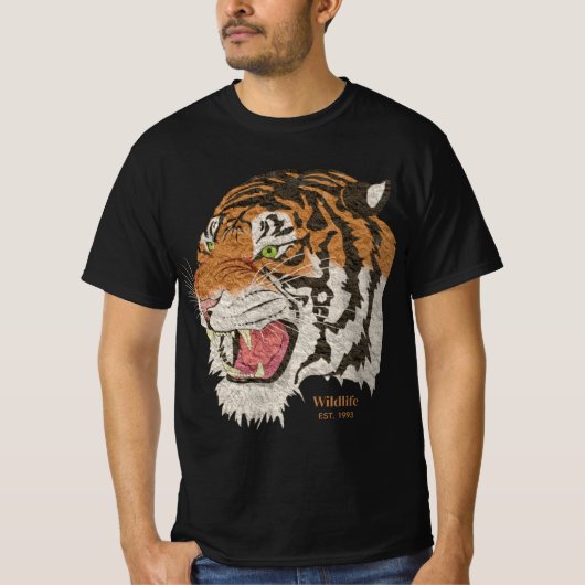 Wildlife tiger EST 1993 Moderne klassische Männer T-Shirt (Vorderseite)