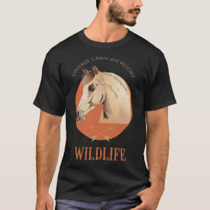 Wildlife Vintag Hütte und Resort Pferdekopf-Zeiche T-Shirt