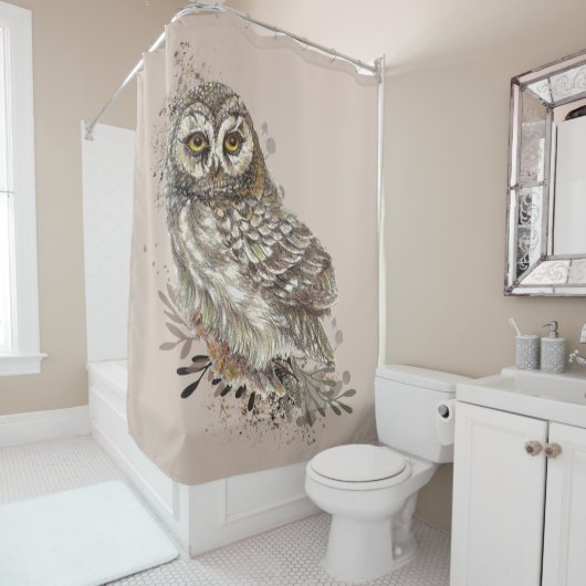 Wildlife Water Art Nature, Owl, Bird, Duschvorhang (Beispiel)