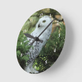 Wildlife White Owl Foto Runde Wanduhr (Winkel)