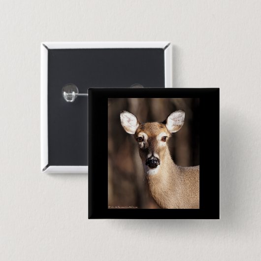 Wildlife Whitetail Deer Doe Portrait Button (Vorne & Hinten)