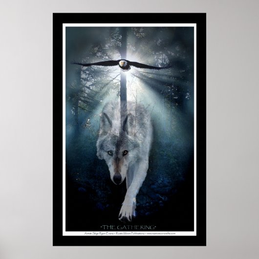 Wildlife Wolf & Adler Kunst Print Poster (Vorne)
