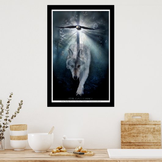 Wildlife Wolf & Adler Kunst Print Poster (Küche)