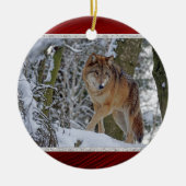 Wildlife Wolf Snow Foto Keramik Ornament (Vorne)
