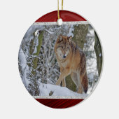 Wildlife Wolf Snow Foto Keramik Ornament (Links)