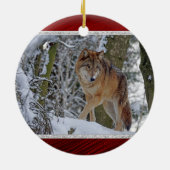 Wildlife Wolf Snow Foto Keramik Ornament (Hinten)