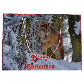 Wildlife Wolf Snow Foto Weihnachten Große Geschenktüte (Rückseite)