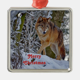 Wildlife Wolf Snow Foto Weihnachten Ornament Aus Metall