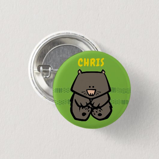 Wildlife Wombat Abzeichen Button (Vorne & Hinten)