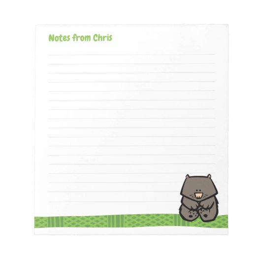 Wildlife Wombat Note Pad Notizblock (Vorderseite)
