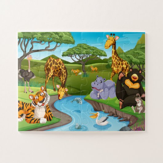 Wildlife Wonderland: Tiere am Fluss Puzzle (Horizontal)