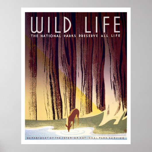 Wildlife-WPA-Plakat (Hirsch) Poster (Vorne)