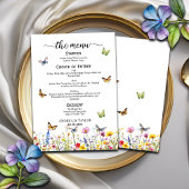 Wildlowers Butterflies Elegantes Hochzeitsmenü der Menükarte