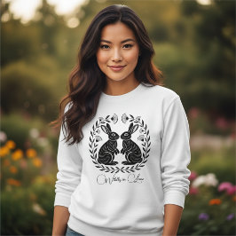Wildly in Love | Linocut Rabbits Romantic Sweatshirt
