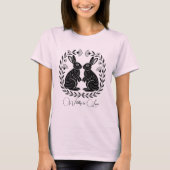 Wildly in Love | Linocut Rabbits Romantic T-Shirt (Vorderseite)