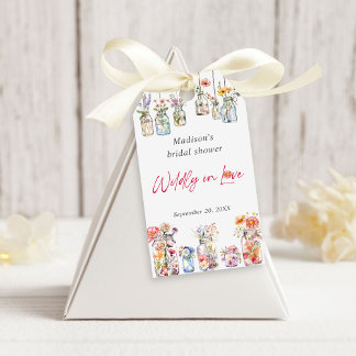 Wildly In Love Wildflower Watercolor Bridal Shower Geschenkanhänger