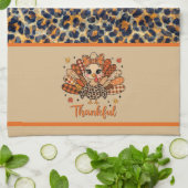 Wildly Thankful – Leopard Print Turkey  Geschirrtuch (Gefaltet)
