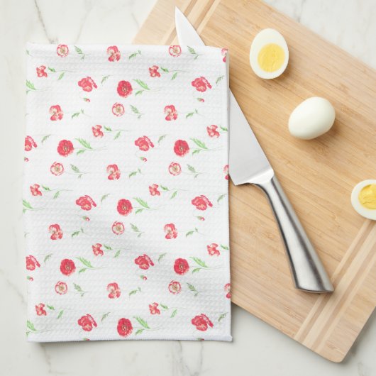 Wildmohnmuster Küchentuch (Viertel Falte)