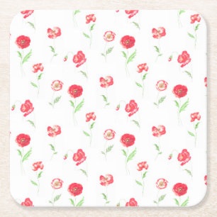 Wildmohnmuster Rechteckiger Pappuntersetzer