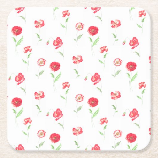 Wildmohnmuster Rechteckiger Pappuntersetzer (Vorderseite)